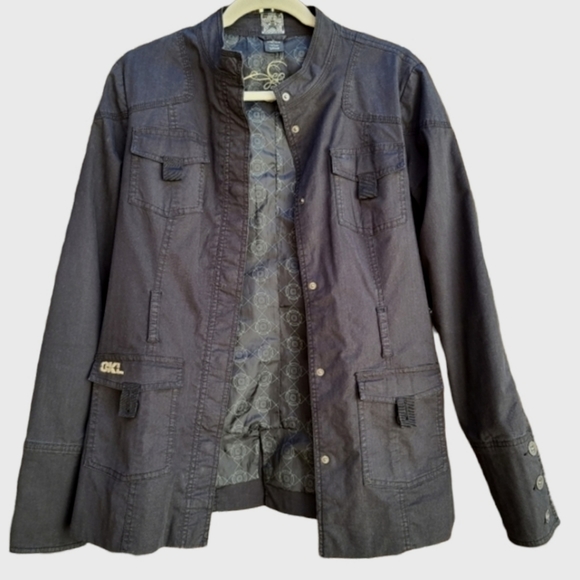 OAKLEY Black Military Cotton Canvas Cargo Jacket M VINTAGE 08 Utility Industrial - Picture 2 of 14